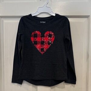Cat & Jack Girls Long Sleeve Shirt with Red Heart ❤️